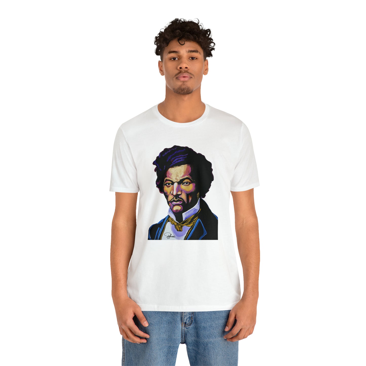 Frederick Douglass painted portrait Unisex Jersey Short Sleeve T-Shirt | Honor Black American Legends | Patcasso