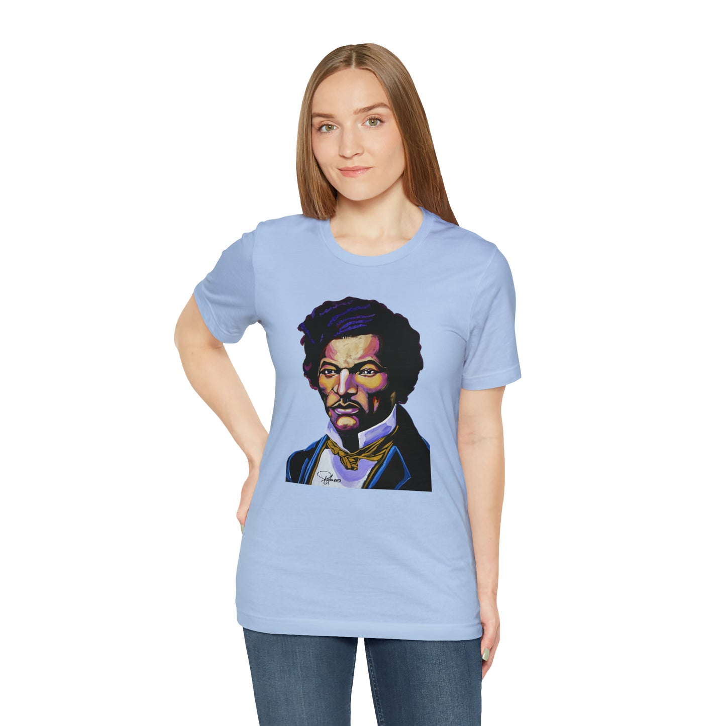 Frederick Douglass painted portrait Unisex Jersey Short Sleeve T-Shirt | Honor Black American Legends | Patcasso