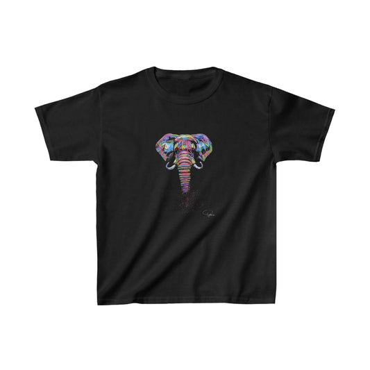 KIDS Painted Elephant Portrait Kids Heavy Cotton™ T-shirt | Patcasso