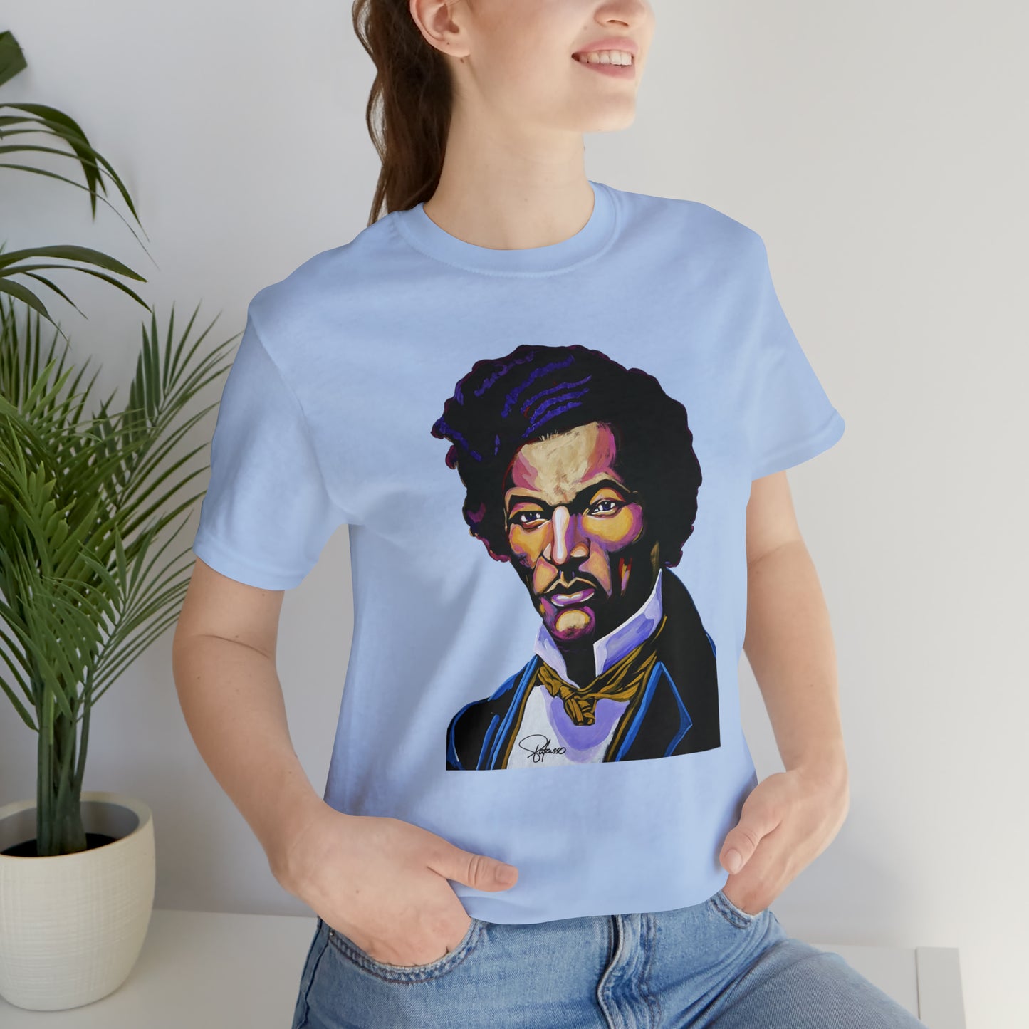 Frederick Douglass painted portrait Unisex Jersey Short Sleeve T-Shirt | Honor Black American Legends | Patcasso