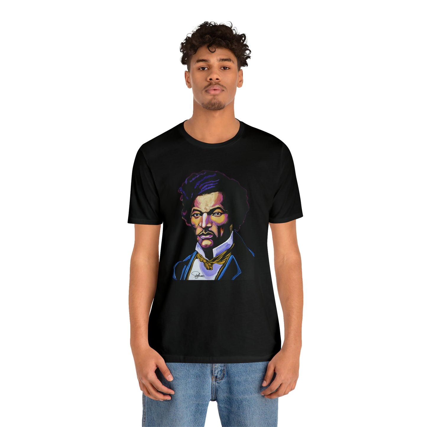 Frederick Douglass painted portrait Unisex Jersey Short Sleeve T-Shirt | Honor Black American Legends | Patcasso