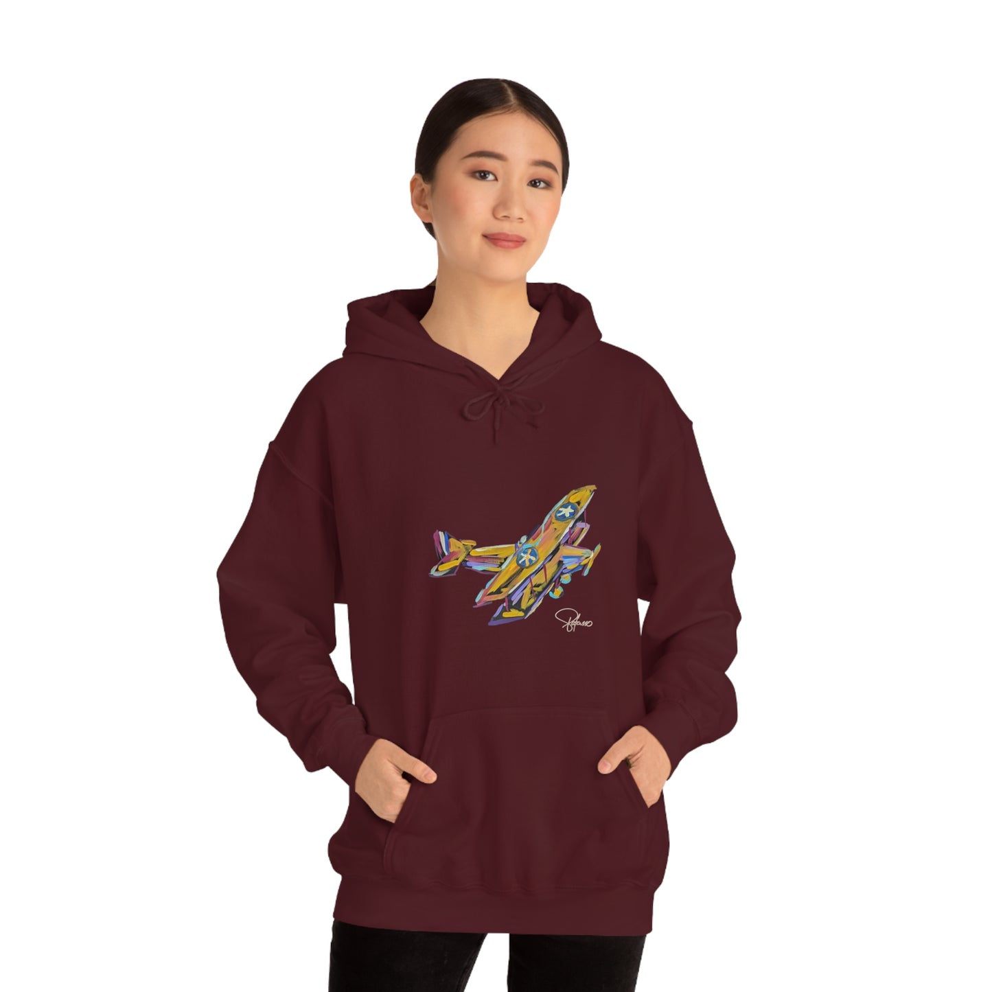 Fly High Towards Your Dreams Airplane Unisex Heavy Blend™ Hooded Sweatshirt | Patcasso