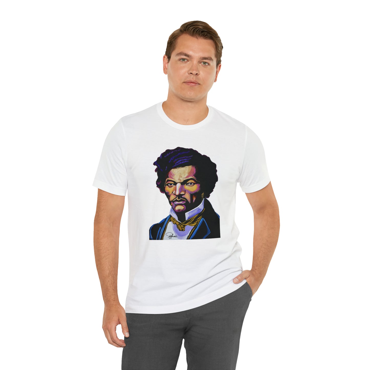 Frederick Douglass painted portrait Unisex Jersey Short Sleeve T-Shirt | Honor Black American Legends | Patcasso