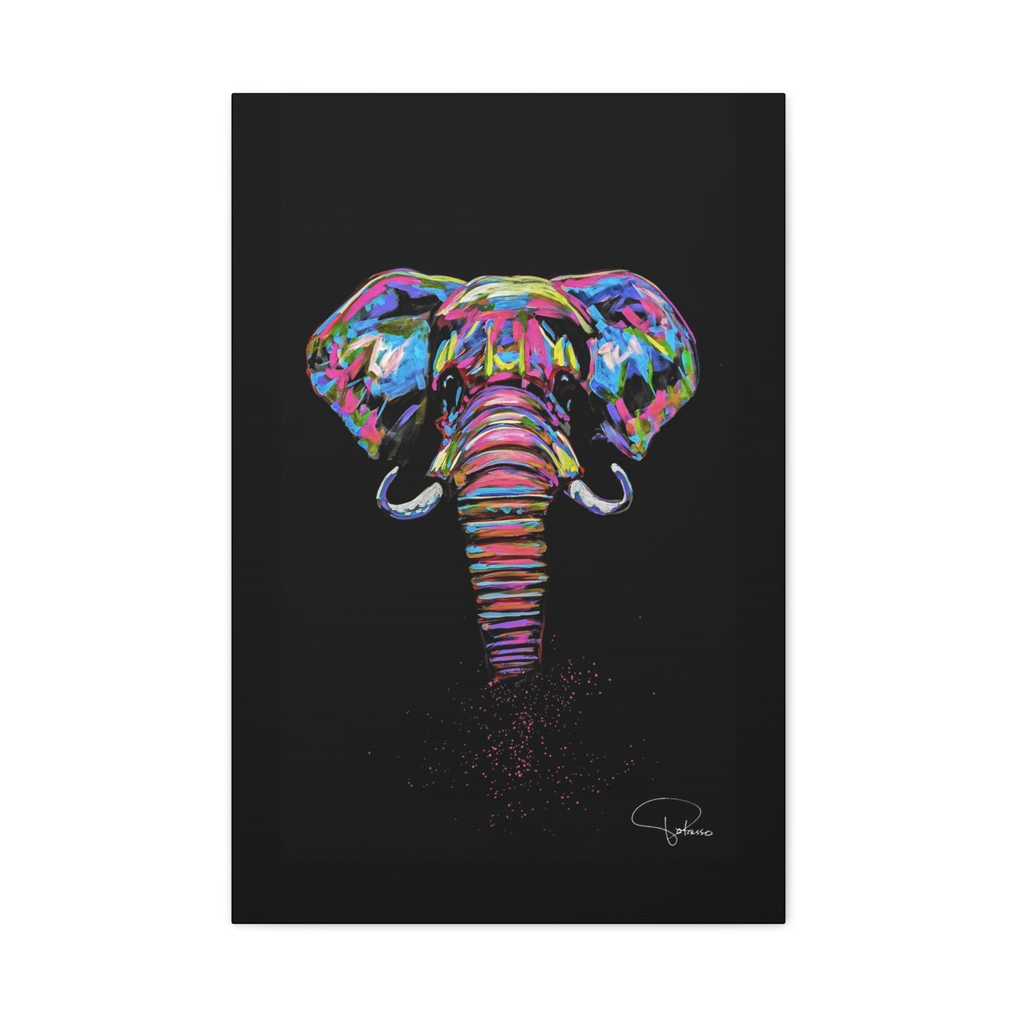 Elephant Painting Matte Canvas, Stretched, 1.25" | Patcasso