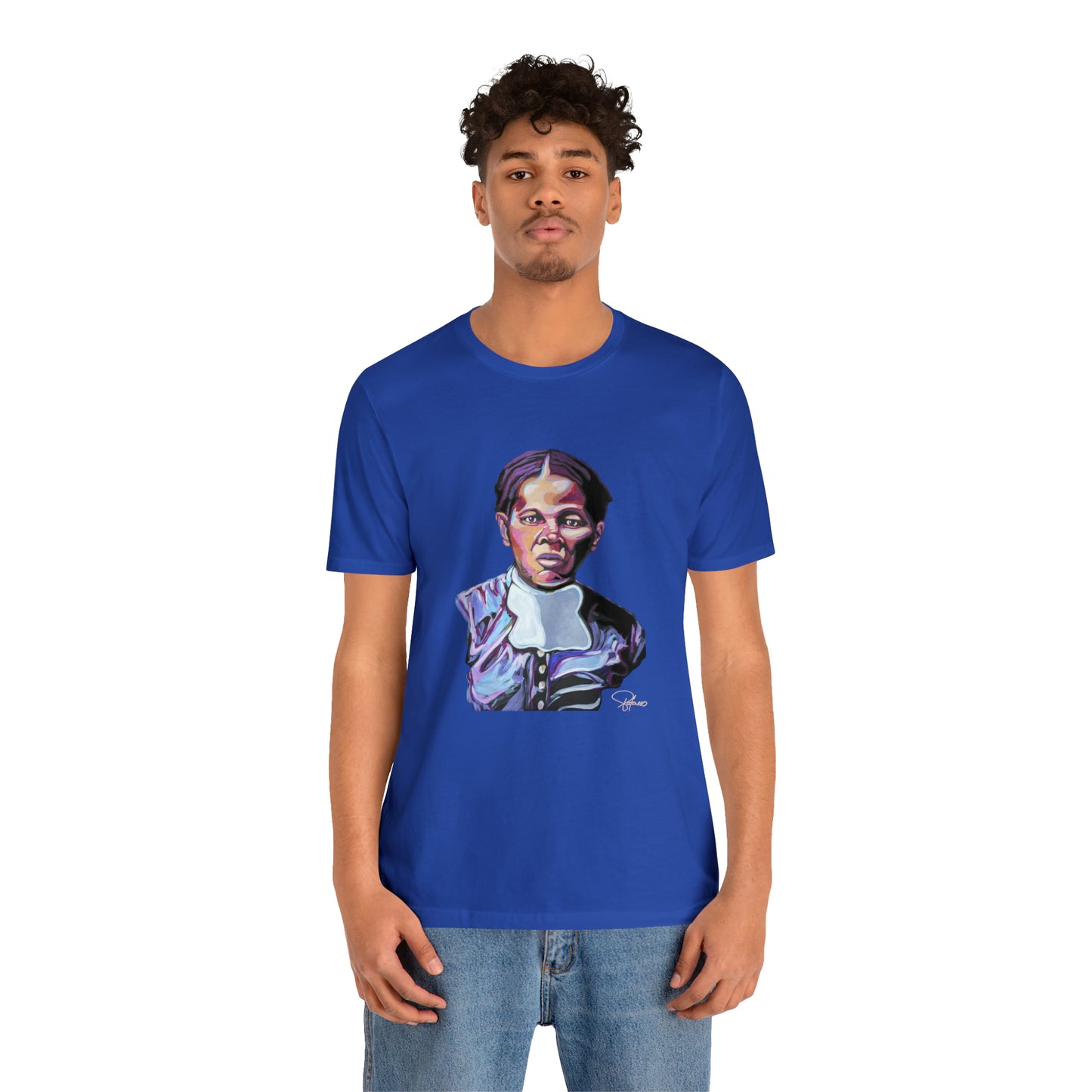 Harriet Tubman painted portrait Unisex Jersey Short Sleeve T-shirt | Honor Black American legends | Patcasso