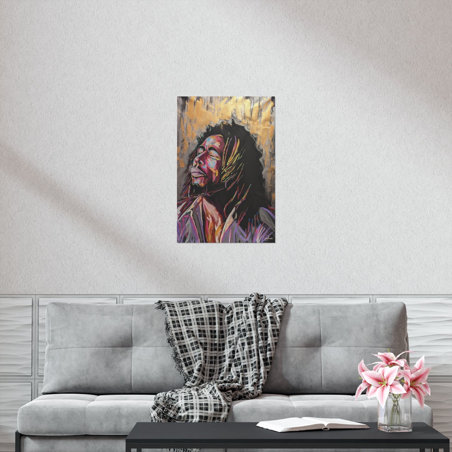 Premium Matte Vertical Posters Bob Marley Painted Portrait | Patcasso