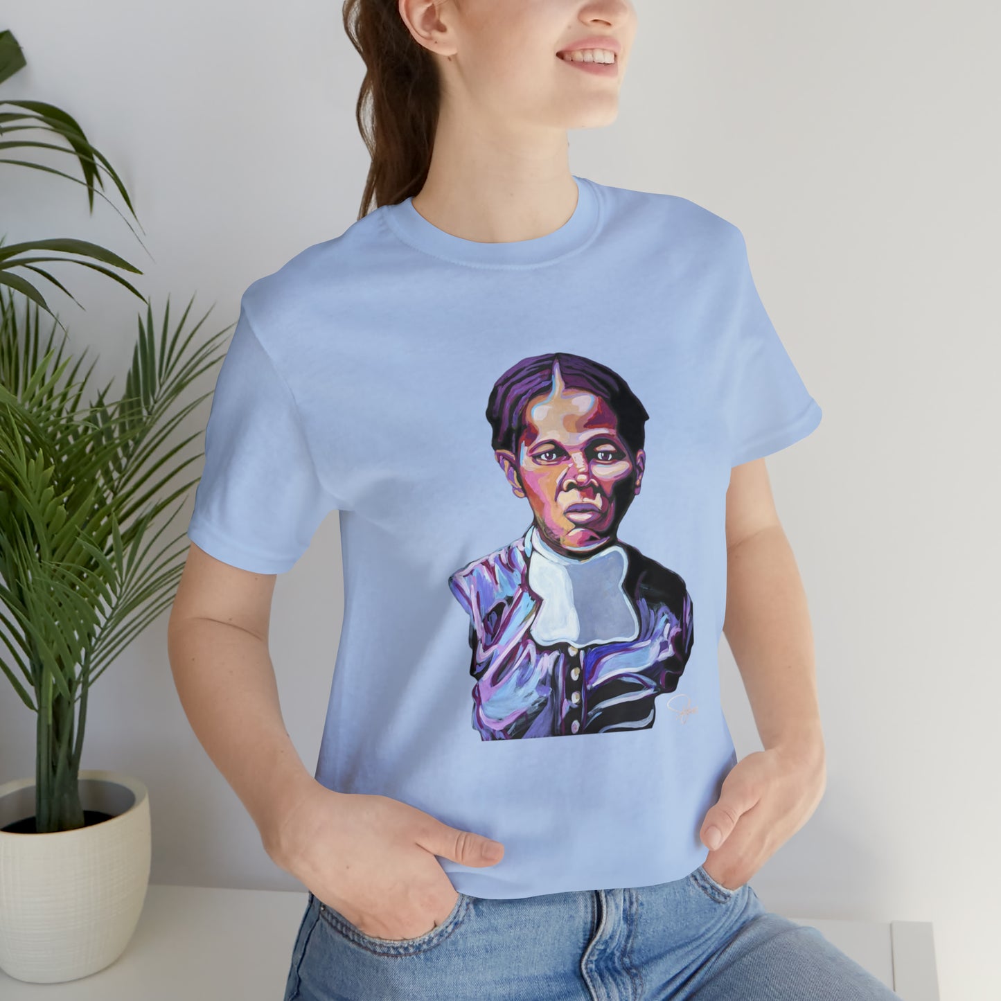 Harriet Tubman painted portrait Unisex Jersey Short Sleeve T-shirt | Honor Black American legends | Patcasso