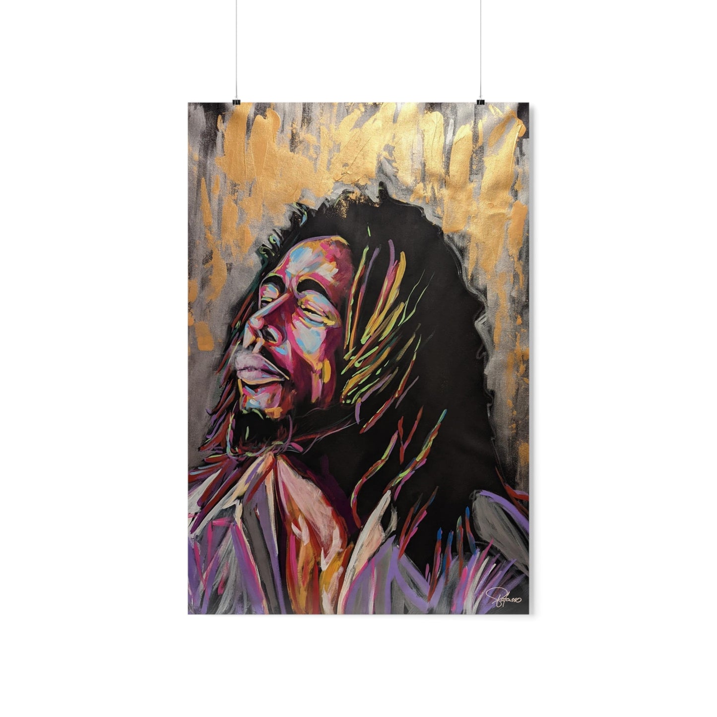 Premium Matte Vertical Posters Bob Marley Painted Portrait | Patcasso