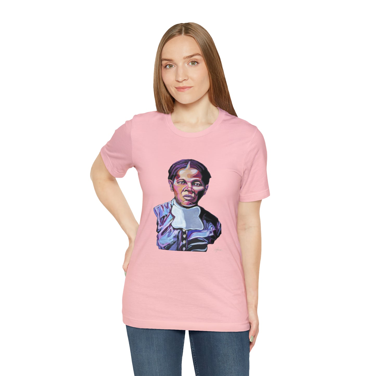 Harriet Tubman painted portrait Unisex Jersey Short Sleeve T-shirt | Honor Black American legends | Patcasso