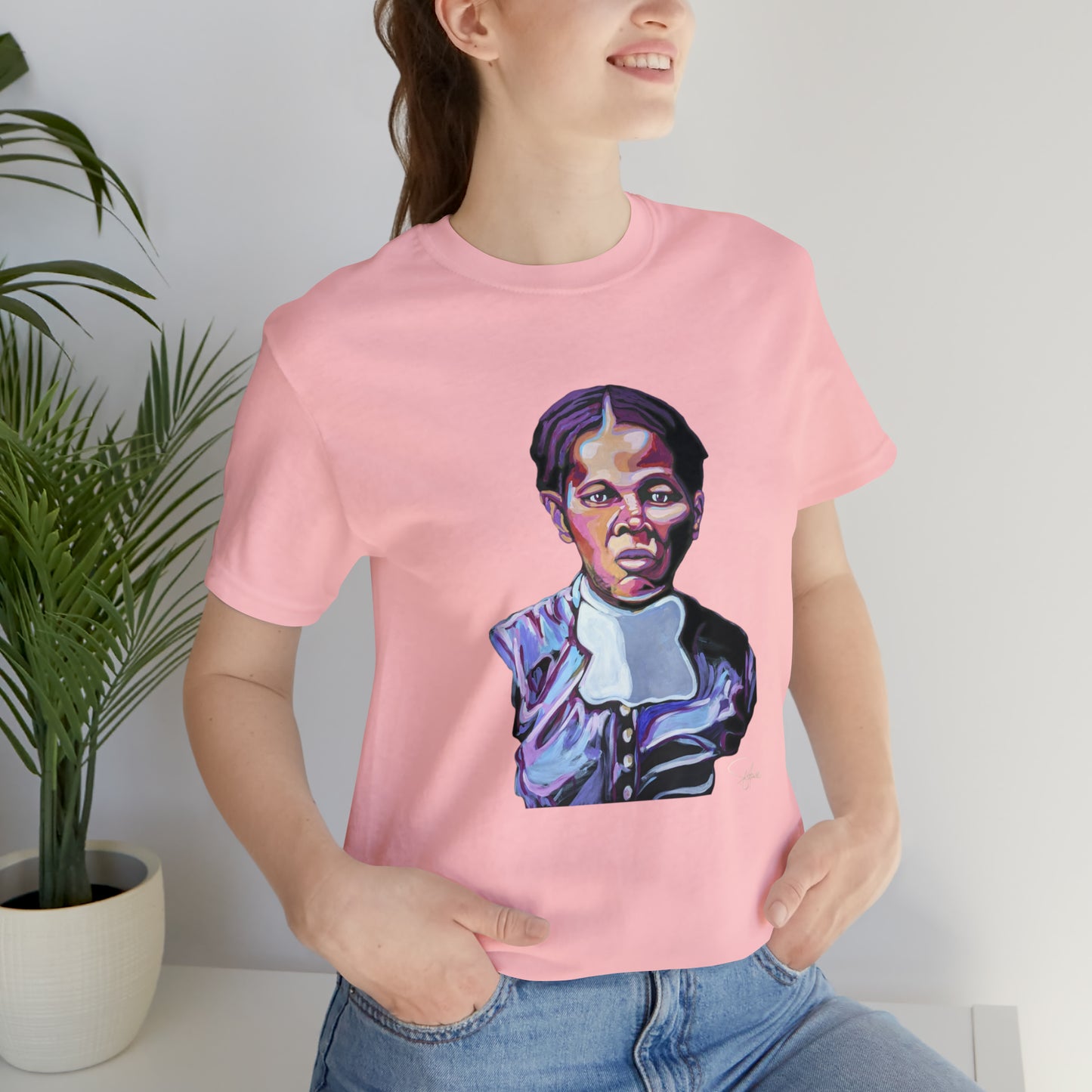 Harriet Tubman painted portrait Unisex Jersey Short Sleeve T-shirt | Honor Black American legends | Patcasso