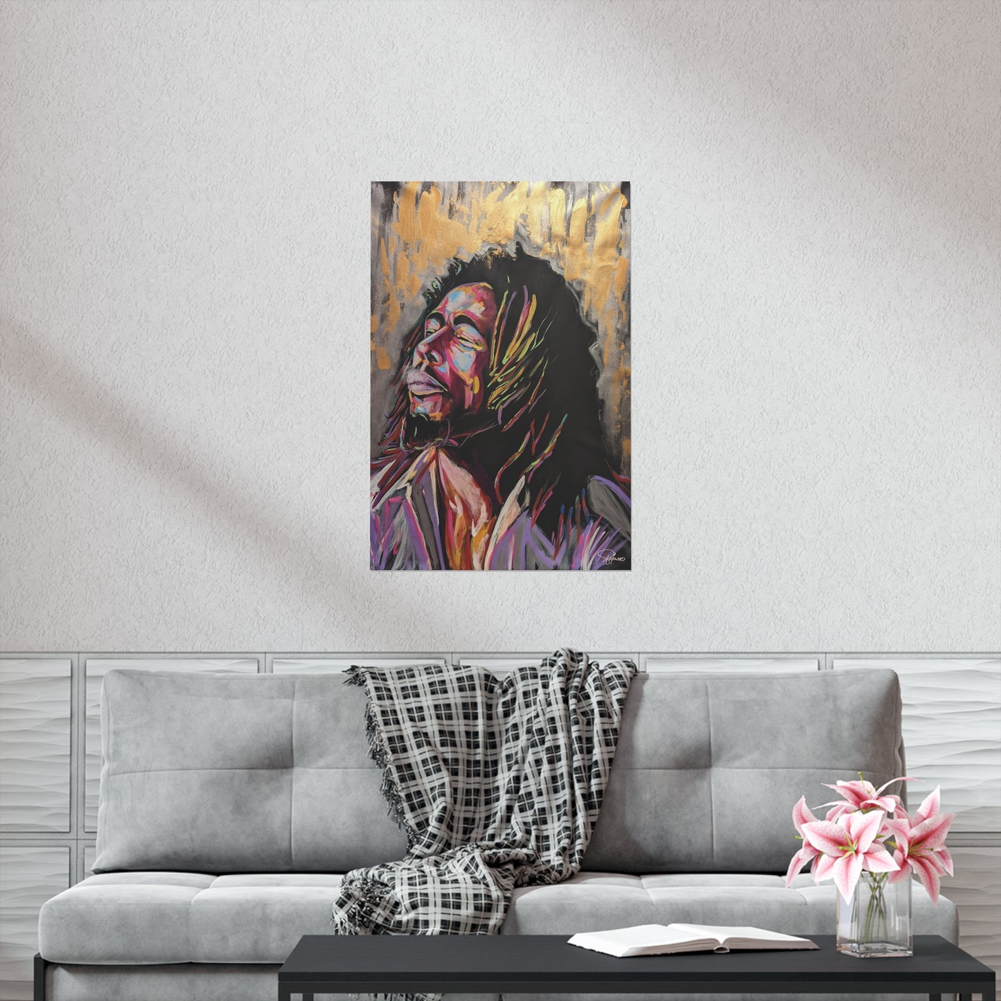 Premium Matte Vertical Posters Bob Marley Painted Portrait | Patcasso