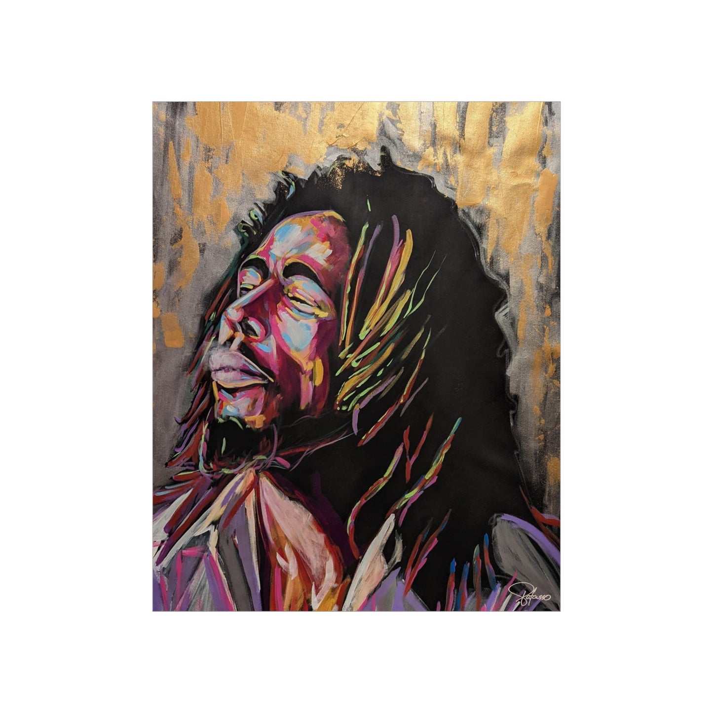 Premium Matte Vertical Posters Bob Marley Painted Portrait | Patcasso