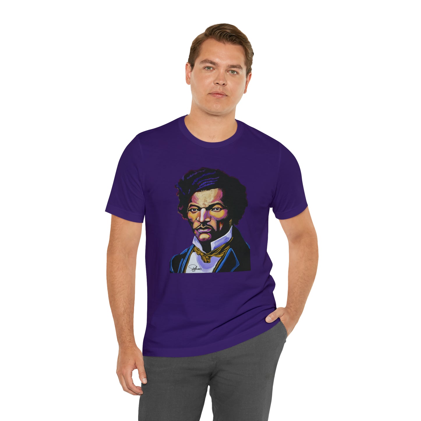 Frederick Douglass painted portrait Unisex Jersey Short Sleeve T-Shirt | Honor Black American Legends | Patcasso