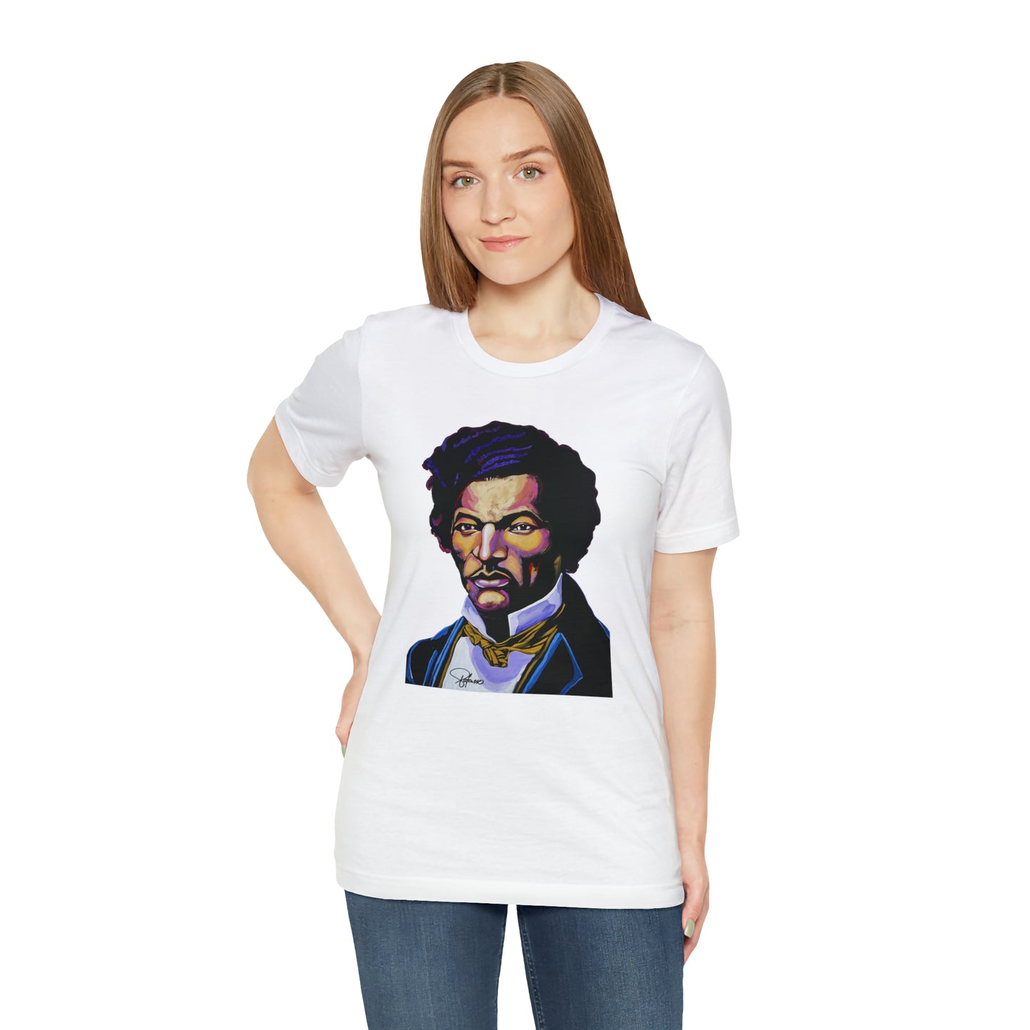 Frederick Douglass painted portrait Unisex Jersey Short Sleeve T-Shirt | Honor Black American Legends | Patcasso