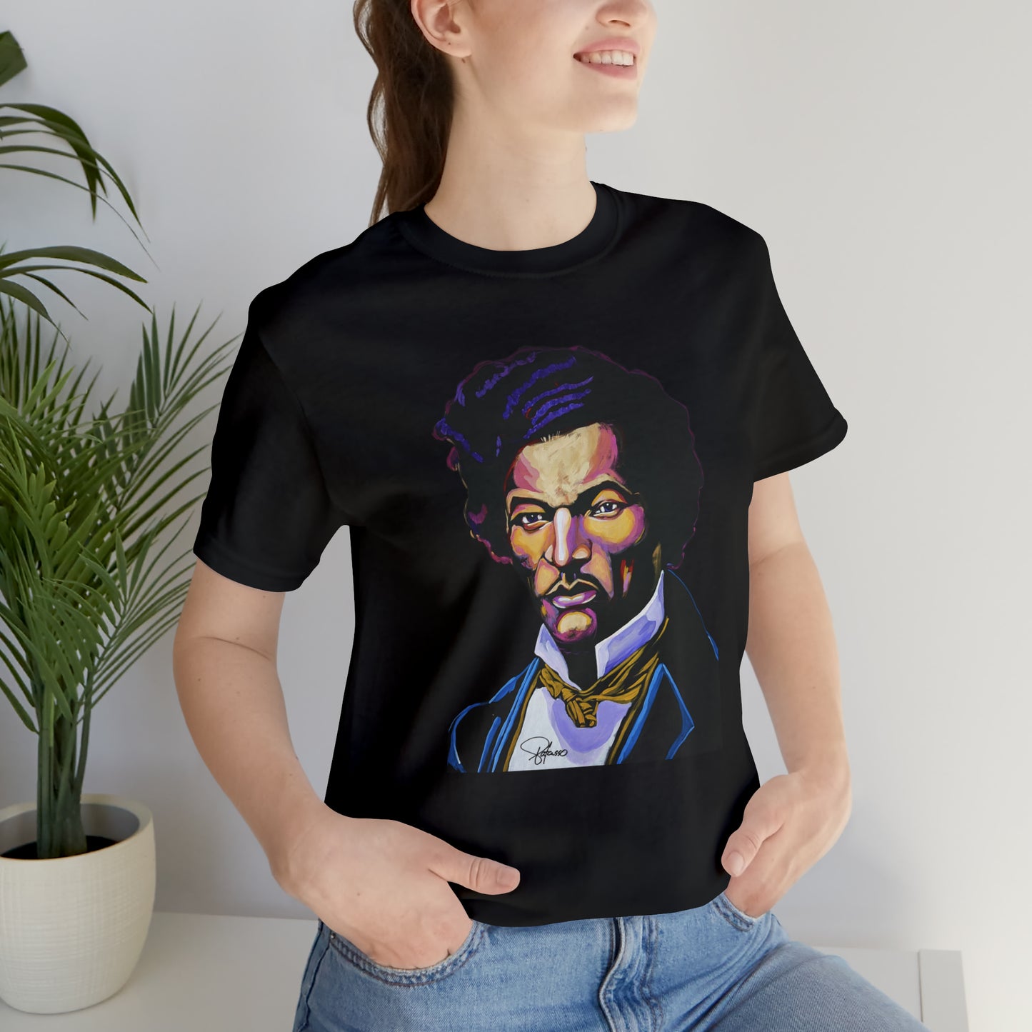 Frederick Douglass painted portrait Unisex Jersey Short Sleeve T-Shirt | Honor Black American Legends | Patcasso