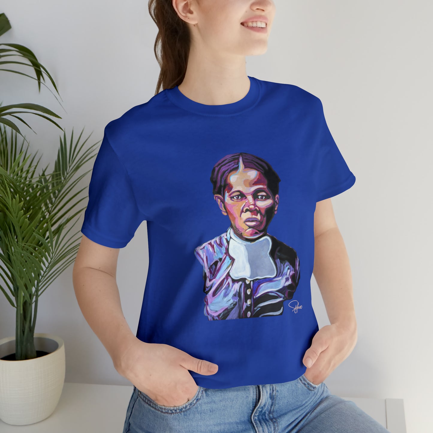 Harriet Tubman painted portrait Unisex Jersey Short Sleeve T-shirt | Honor Black American legends | Patcasso