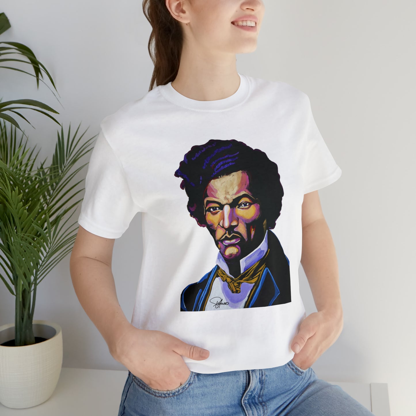 Frederick Douglass painted portrait Unisex Jersey Short Sleeve T-Shirt | Honor Black American Legends | Patcasso