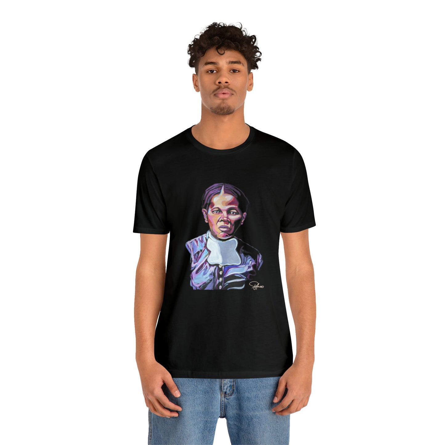 Harriet Tubman painted portrait Unisex Jersey Short Sleeve T-shirt | Honor Black American legends | Patcasso
