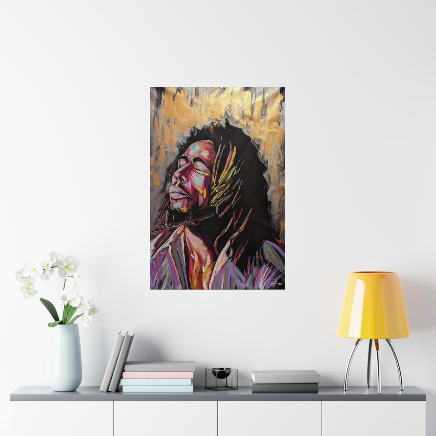 Premium Matte Vertical Posters Bob Marley Painted Portrait | Patcasso