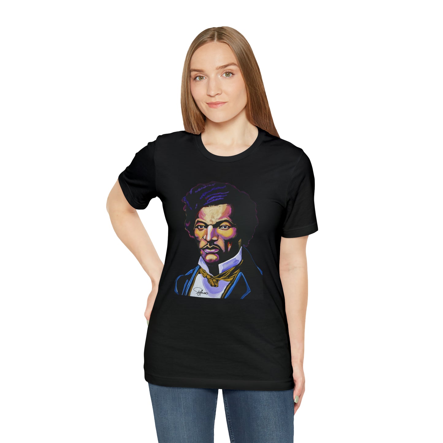 Frederick Douglass painted portrait Unisex Jersey Short Sleeve T-Shirt | Honor Black American Legends | Patcasso