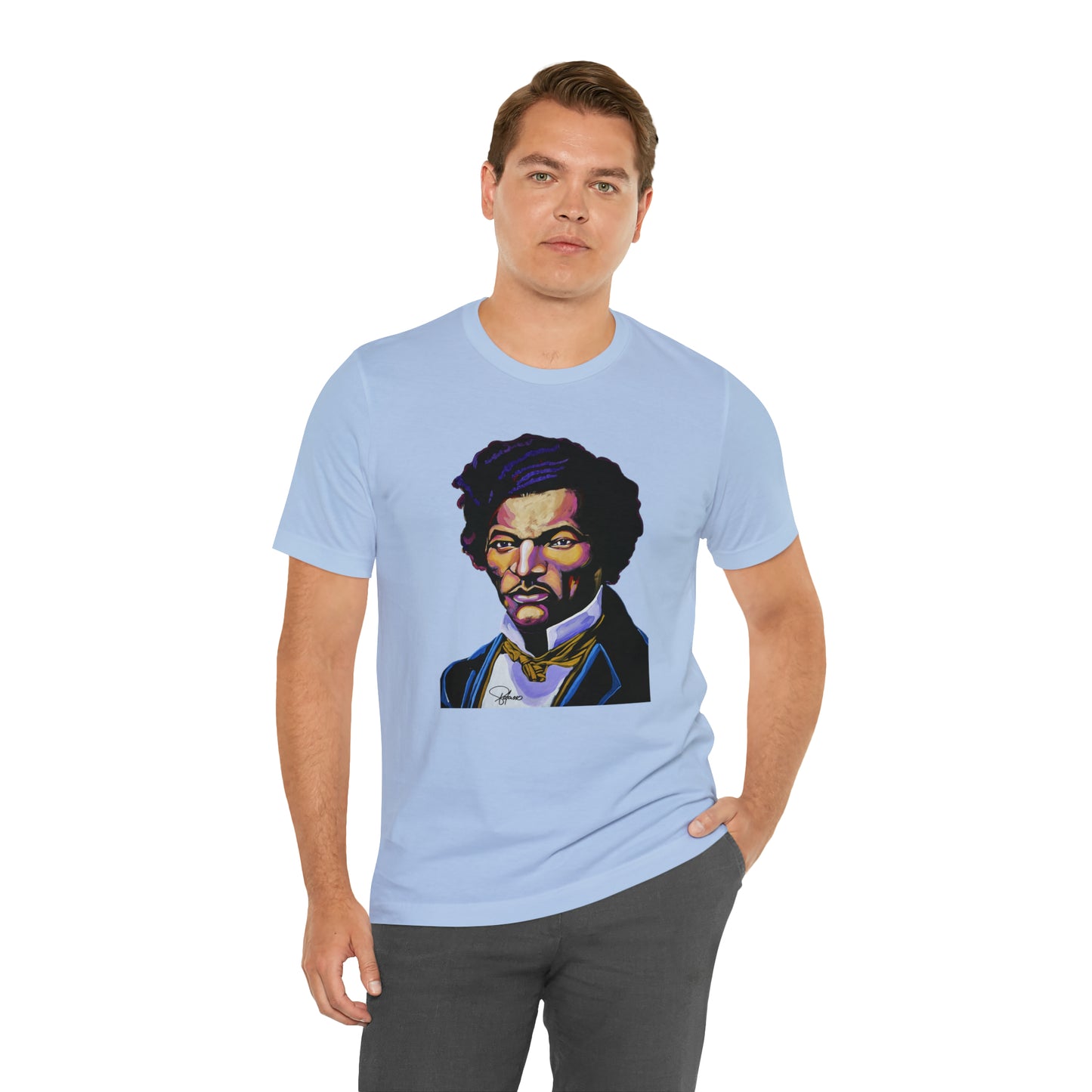 Frederick Douglass painted portrait Unisex Jersey Short Sleeve T-Shirt | Honor Black American Legends | Patcasso